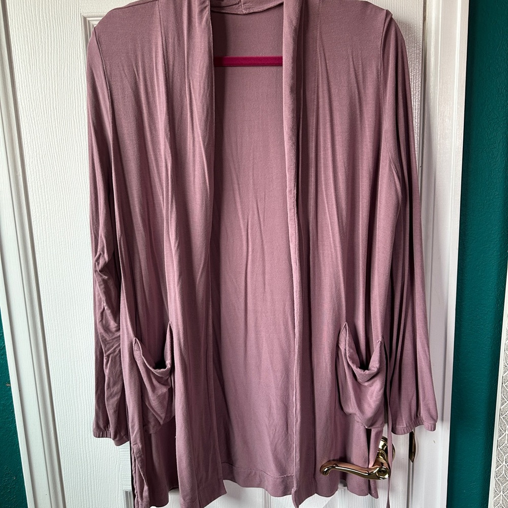 Duluth Trading Company- Dusty Pink Open Front Cardigan